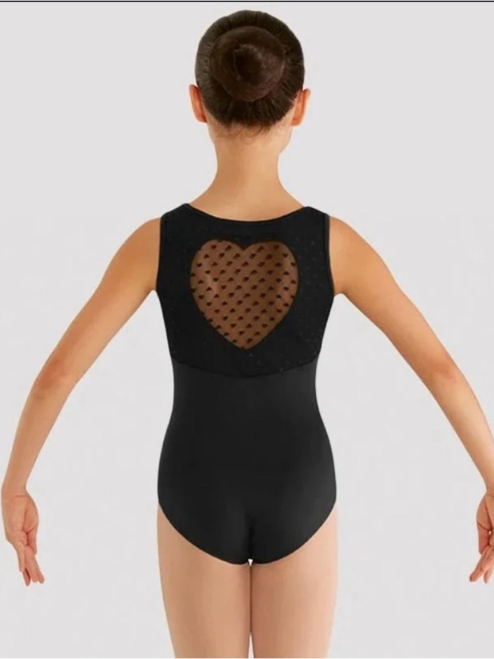 Bloch Black mesh Heart Back Dance Leotard Bodysuit
